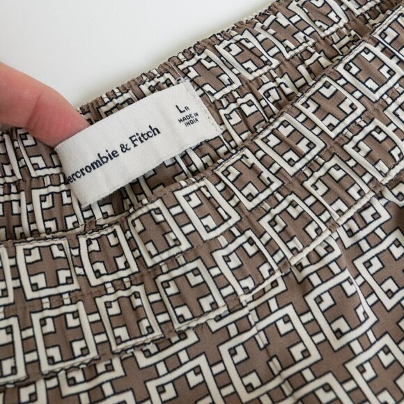 ✨ Abercrombie Fitch Satin Wide Leg Trousers Pull On Pant Brown Beige - Picture 8 of 15